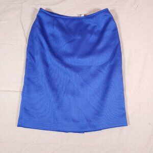 Tahari Arthur Levine Purple Blue Lined Pencil Skirt Womens 8 Rear Zip Pleats